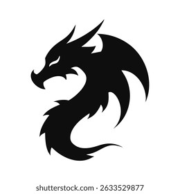 Dragon silhouette, Dragon head, dragon wings silhouette
