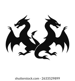 Dragon silhouette, Dragon head, dragon wings silhouette