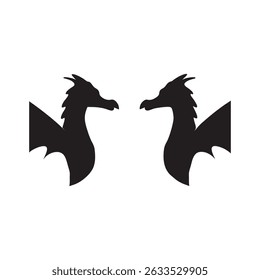 Dragon silhouette, Dragon head, dragon wings silhouette