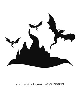Dragon silhouette, Dragon head, dragon wings silhouette