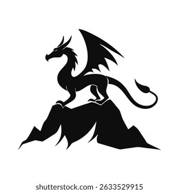 Dragon silhouette, Dragon head, dragon wings silhouette