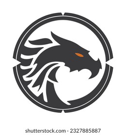 dragon silhouette icon in circle 