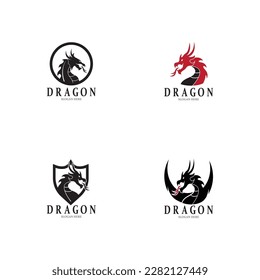 Dragon Silhouette Icon Symbol Vector Illustration