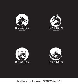 Dragon Silhouette Icon Symbol Vector Illustration