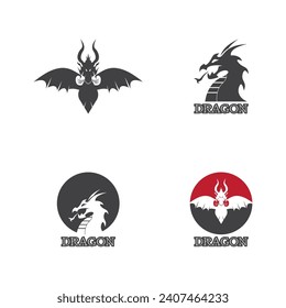Dragon Silhouette Icon Symbol Vector Illustration