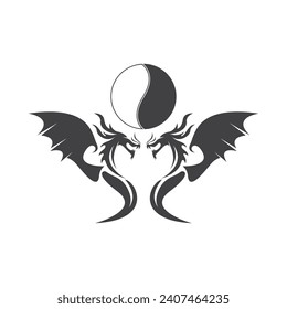 Dragon Silhouette Icon Symbol Vector Illustration