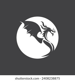 Dragon Silhouette Icon Symbol Vector Illustration