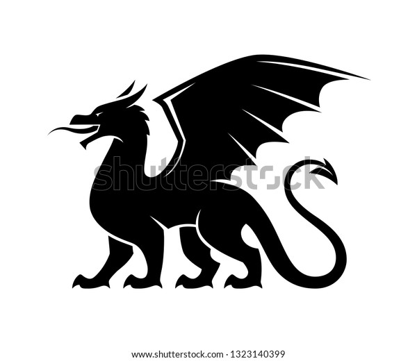 Dragon Silhouette Illustration Heraldic Design Element Stock Vector ...