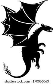 Dragon silhouette, illustration vector design.