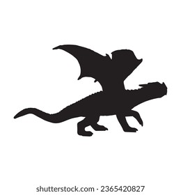 dragon silhouette isolated black on white background