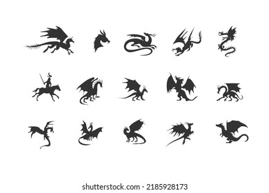 Dragon Silhouette Isolated Clip Art Magic Stock Vector (Royalty Free ...