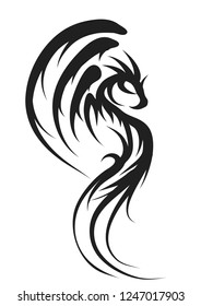 dragon silhouette isolated  on a white background