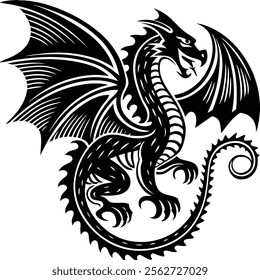 Dragon Silhouette Left Side view Illustration Art