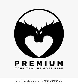 Logo de Dragon Silhouette en negro sobre fondo blanco. Diseño de logotipos vectores