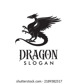 Dragon silhouette logo design vector image