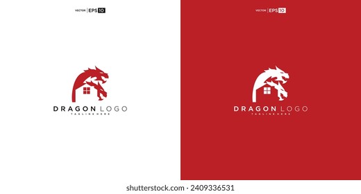 dragon silhouette logo design. Dragon vector illustration