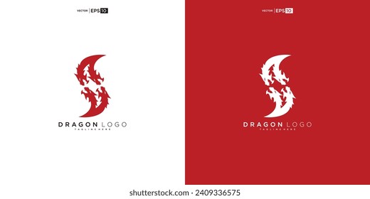 dragon silhouette logo design. Dragon vector illustration