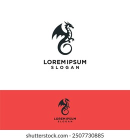 dragon silhouette, dragon logo design, vector