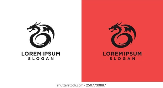 Silueta del dragón, diseño del logotipo del dragón, Vector