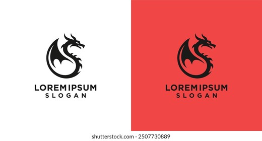 dragon silhouette, dragon logo design, vector