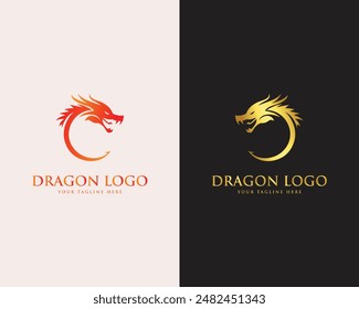 Dragon silhouette logo icon design vector template.