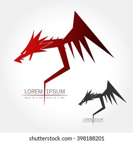 dragon silhouette logo on white background Vector illustration
