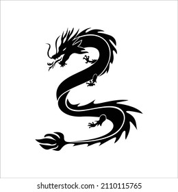 dragon silhouette logo template vector illustration. mythology monster sign and symbol.