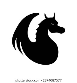 dragon silhouette logo template vector illustration. mythology monster sign and symbol.