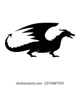 dragon silhouette logo template vector illustration. mythology monster sign and symbol.