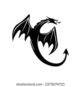 dragon silhouette logo template vector illustration. mythology monster sign and symbol.