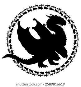 Dragon silhouette, Dragon, logo, vector, silhouette,  Dragon, animal, illustration, icon, sign, design, black, symbol, pet, love
