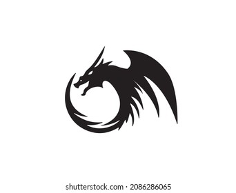 dragon silhouette logo vector illustration