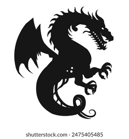 dragon silhouette, menacing juice vector illustration	