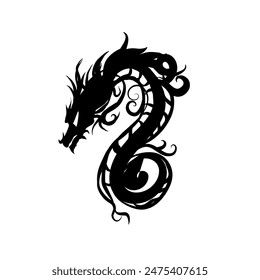 dragon silhouette, menacing juice vector illustration	