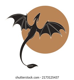 Dragon silhouette mystical animal vector. Artistic drawing of a silhouette in a mystical and abstract form.