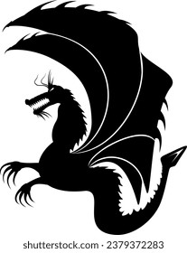 Dragon silhouette on a white background. Astrological New Year concept. Zodiac sign. Vector illustration.