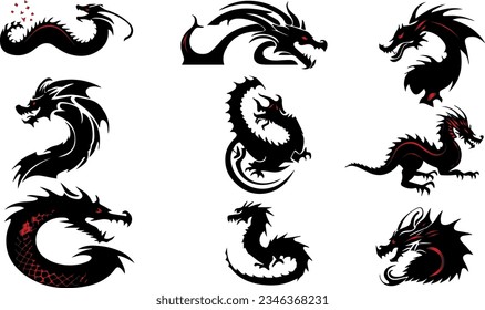 dragon silhouette with red eyes