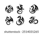 Dragon silhouette vector art illustration