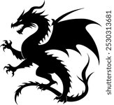 Dragon silhouette vector art illustration