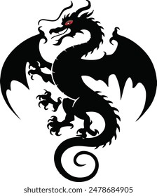 Dragon silhouette vector art illustration