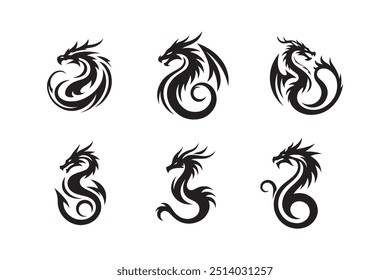 Dragon silhouette vector art illustration