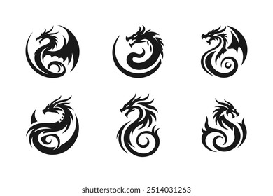 Dragon silhouette vector art illustration