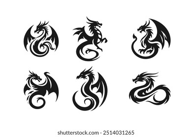 Dragon silhouette vector art illustration