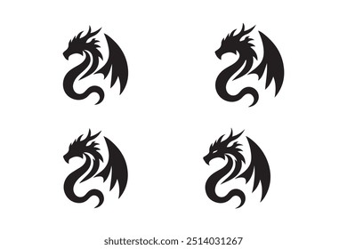 Dragon silhouette vector art illustration