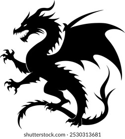 Dragon silhouette vector art illustration