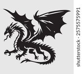 dragon silhouette vector arts illustration