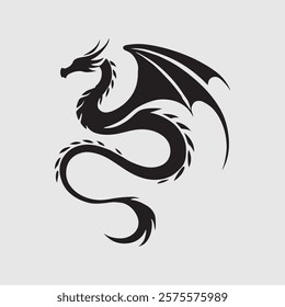 dragon silhouette vector arts illustration