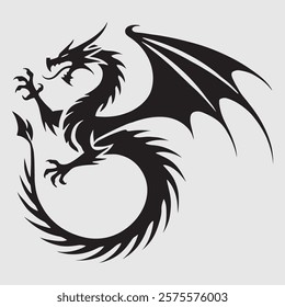 dragon silhouette vector arts illustration