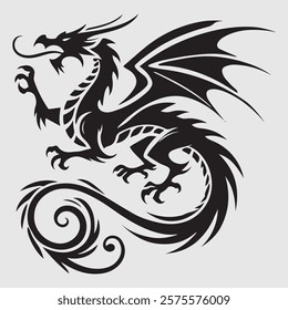 dragon silhouette vector arts illustration
