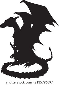 Dragon silhouette vector black and white